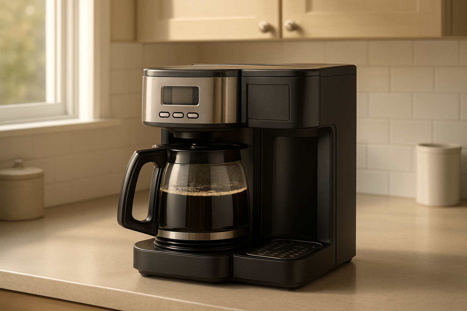 Hamilton Beach 2-Way Programmable Coffee Maker, 12 Cup Glass Carafe And Single Serve Coffee Maker, Black with Stainless Steel Accents, 49980RG