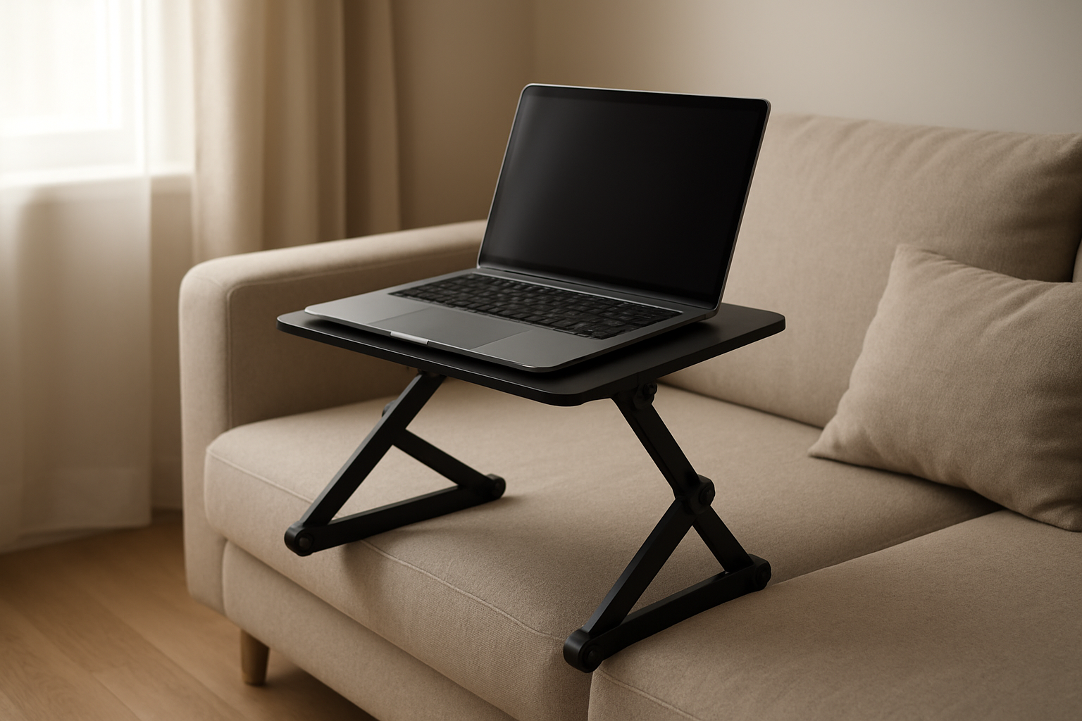 Laptop Desk Table, SAIJI Adjustable Laptop Stand, Portable Lap Desks with Foldable Legs, Notebook Standing Breakfast Tray Reading Desk for Sofa Couch Bed Floor